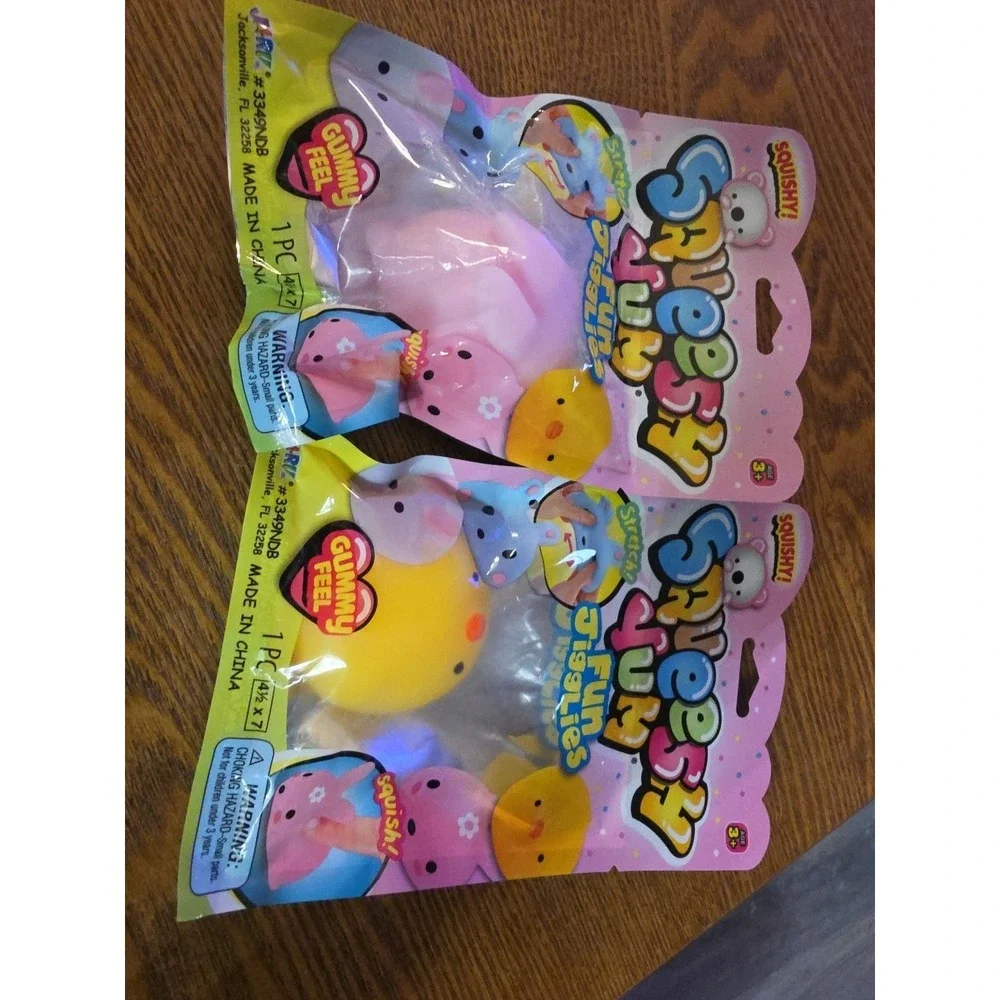 Gosh! Yum Fun‎ Jigglies Squishy Toys Yellow, Pink Sensory Squeeze Lot Of 2
